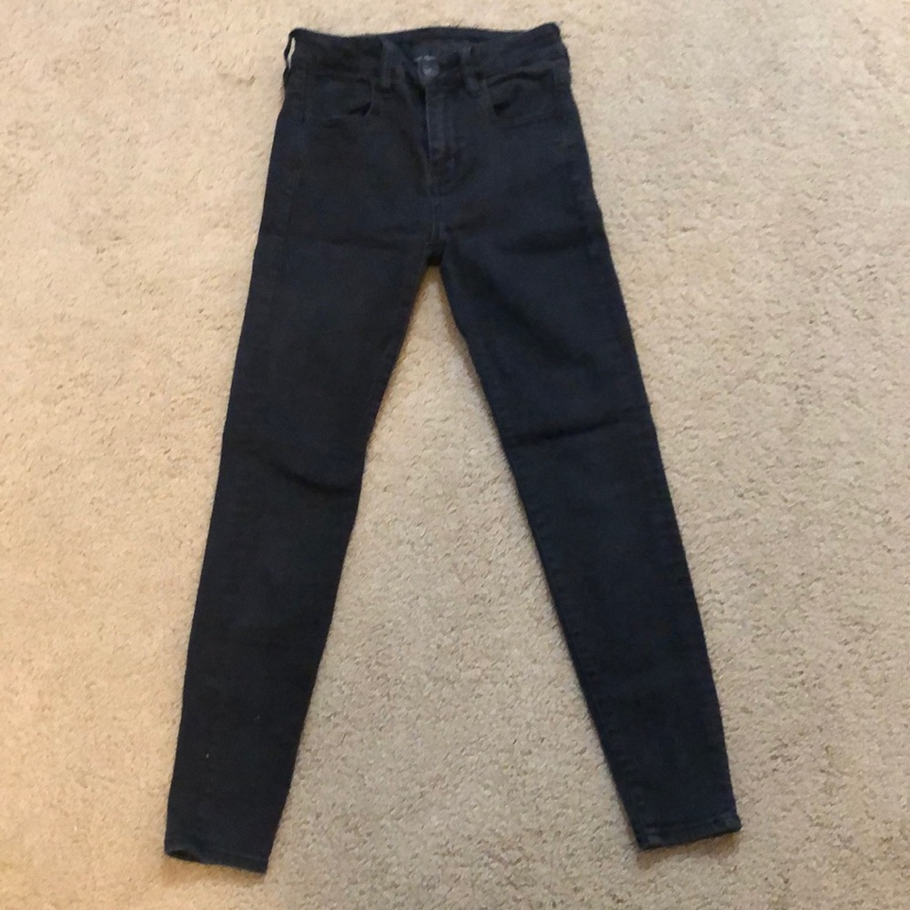 American eagle next level stretch black jeggings. High rise. Size 2, short